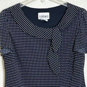 Just In Thyme LTD Women's Blouse Navy Blue and White Polka Dot size 14
